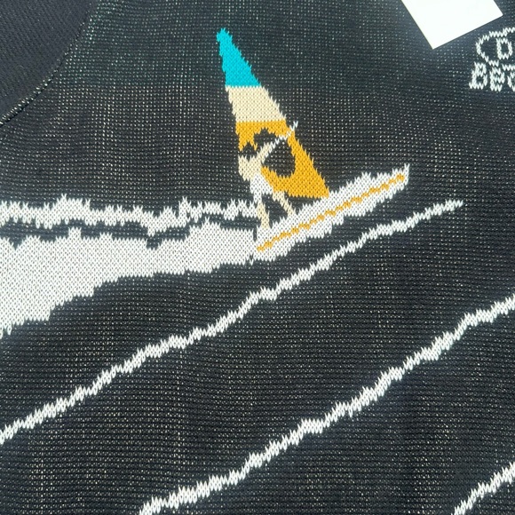 DUVIN BEACH CLUB Knit Sweater Windsurf Crew Mens L Black Cotton Unisex TAGS - Picture 5 of 10